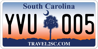 SC license plate YVU005