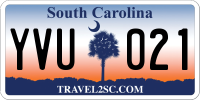 SC license plate YVU021