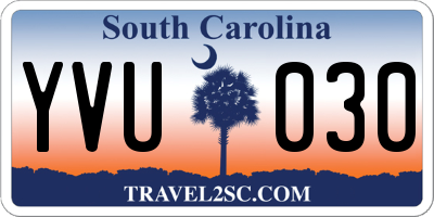 SC license plate YVU030