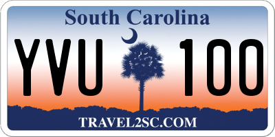SC license plate YVU100