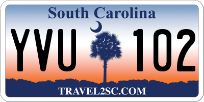 SC license plate YVU102