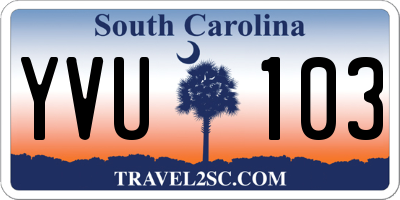 SC license plate YVU103