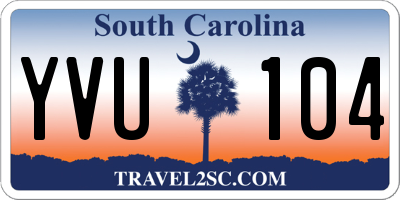 SC license plate YVU104
