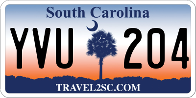 SC license plate YVU204