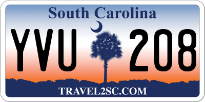 SC license plate YVU208