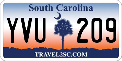 SC license plate YVU209