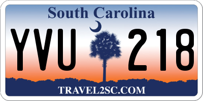 SC license plate YVU218