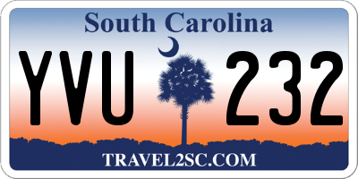SC license plate YVU232
