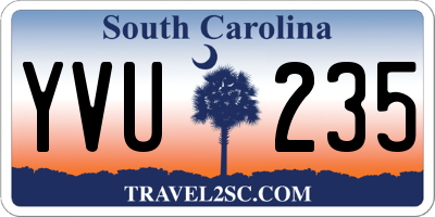 SC license plate YVU235