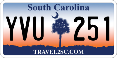 SC license plate YVU251