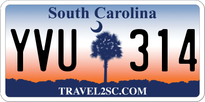 SC license plate YVU314