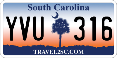 SC license plate YVU316