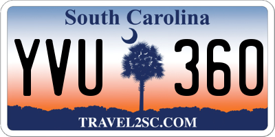 SC license plate YVU360