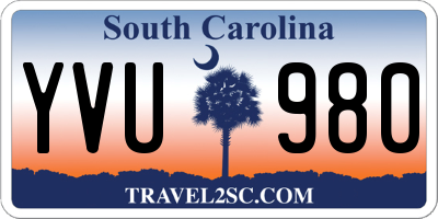 SC license plate YVU980