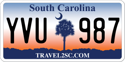SC license plate YVU987