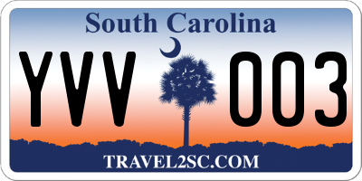 SC license plate YVV003