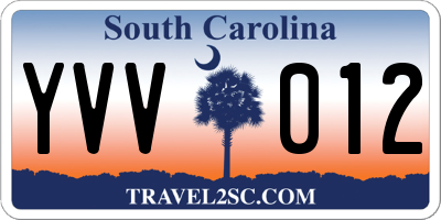 SC license plate YVV012