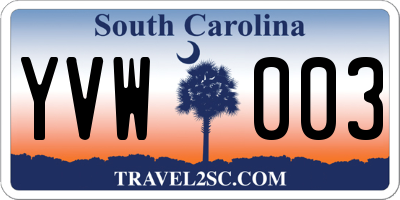 SC license plate YVW003