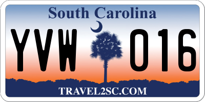 SC license plate YVW016