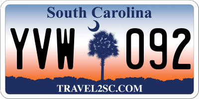 SC license plate YVW092