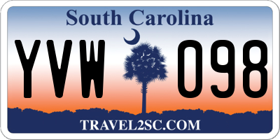 SC license plate YVW098