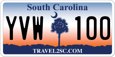 SC license plate YVW100