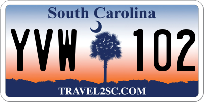 SC license plate YVW102