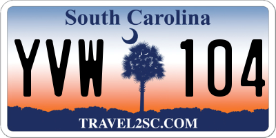SC license plate YVW104