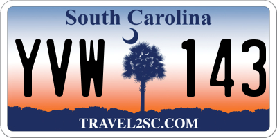 SC license plate YVW143
