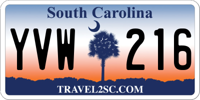 SC license plate YVW216