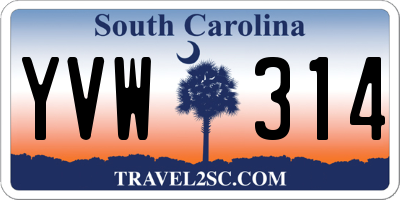 SC license plate YVW314