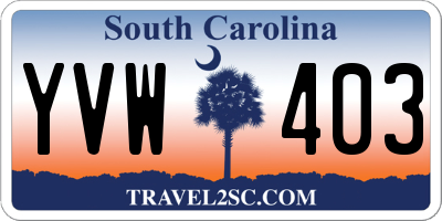 SC license plate YVW403