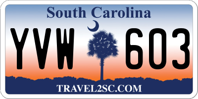SC license plate YVW603