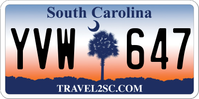 SC license plate YVW647