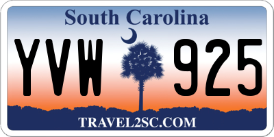 SC license plate YVW925