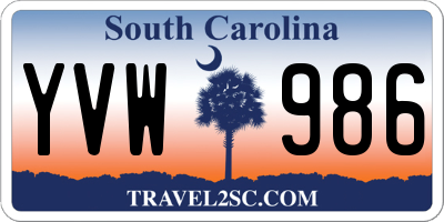 SC license plate YVW986