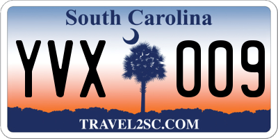SC license plate YVX009