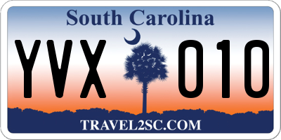 SC license plate YVX010