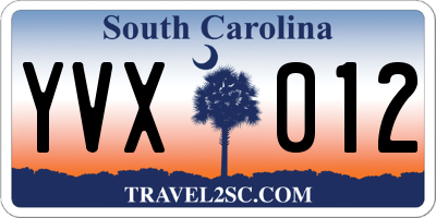 SC license plate YVX012