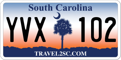 SC license plate YVX102