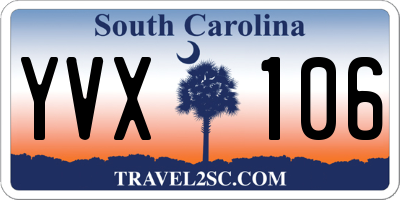 SC license plate YVX106