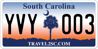 SC license plate YVY003