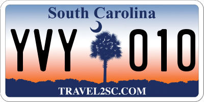 SC license plate YVY010