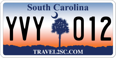 SC license plate YVY012
