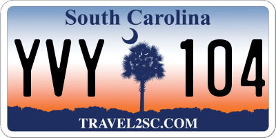 SC license plate YVY104