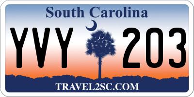 SC license plate YVY203