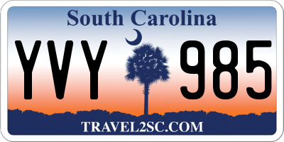 SC license plate YVY985