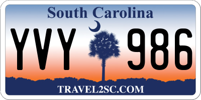 SC license plate YVY986