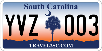 SC license plate YVZ003