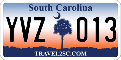 SC license plate YVZ013